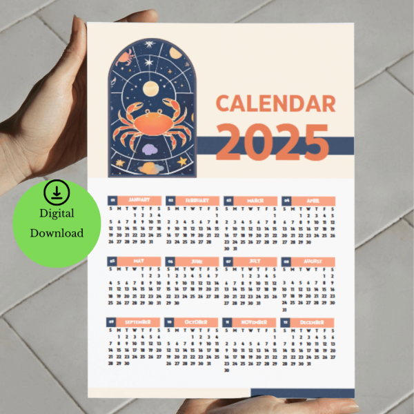 2025 Digital Cancer One Page Calendar