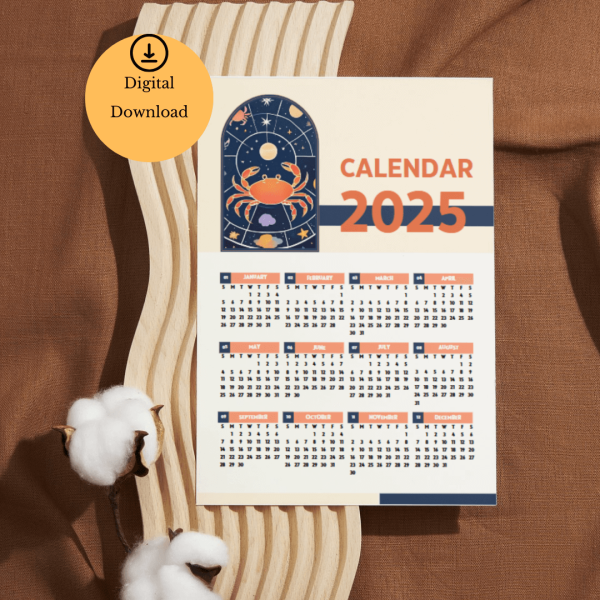 2025 Digital Cancer One Page Calendar