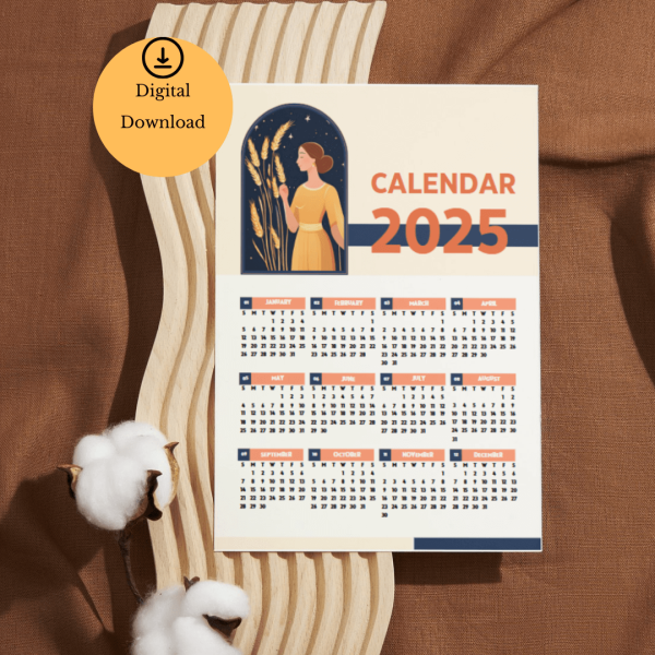 2025 Digital Virgo One Page Calendar