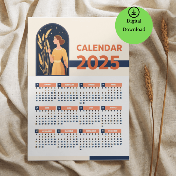 2025 Digital Virgo One Page Calendar