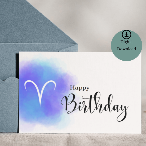 AriesSign Birthday Card