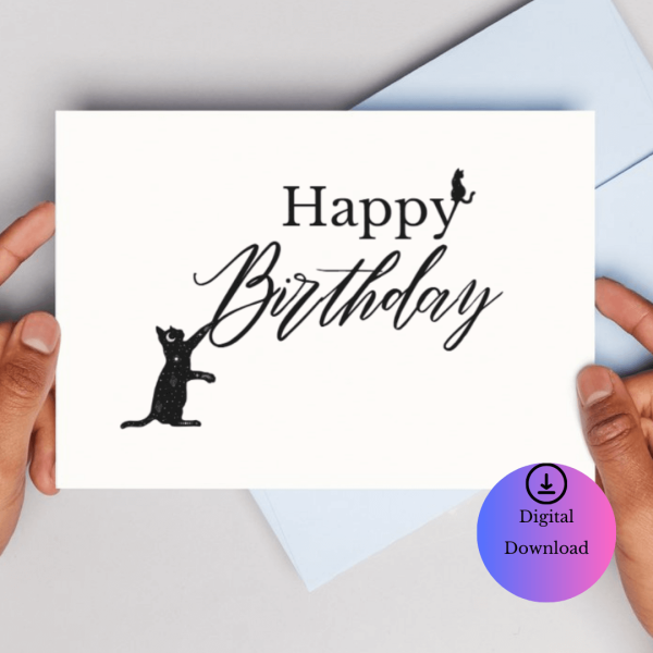 Spiritual Cat Digital Happy Birthday Card