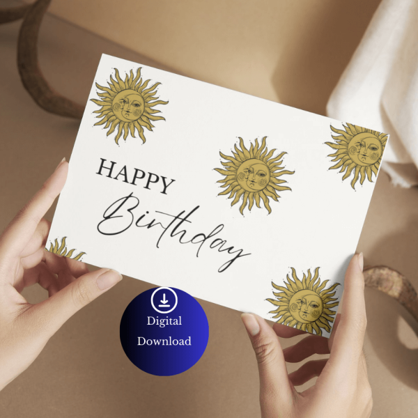 Sun and Moon Happy Birthday Card