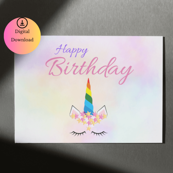 Unicorn Happy Birthday Digital Card