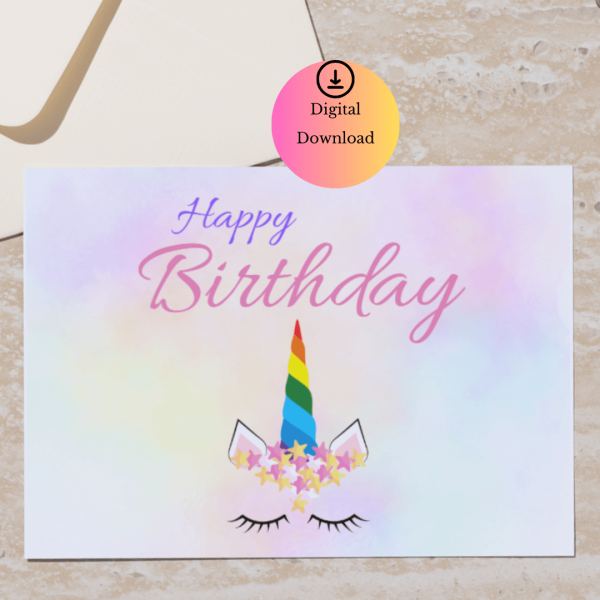 Unicorn Happy Birthday Digital Card