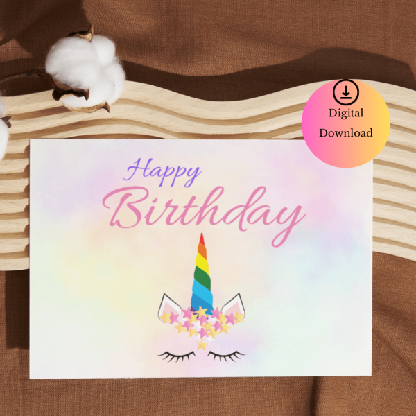 Unicorn Happy Birthday Digital Card