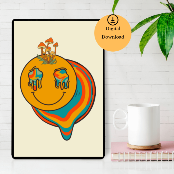 Psychedelic Smile and Magic Mushrooms Digital Poster