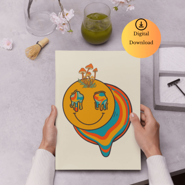 Psychedelic Smile and Magic Mushrooms Digital Poster